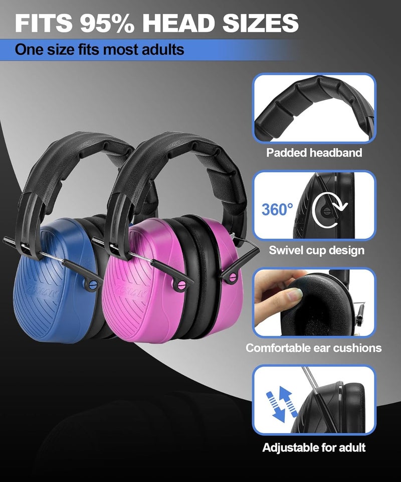 Zohan 019 Safety Earmuffs for Noise Reduction 2Pack - NRR 28dB Hearing Protection Ear Muffs for Working, Shooting, Mowing, Autism, Construction - Image 4